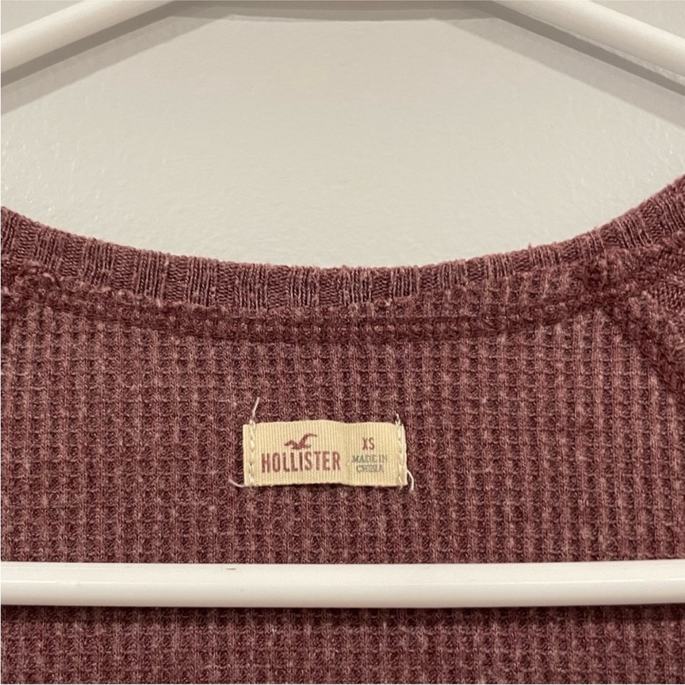 Hollister Mauve Waffle Knit Long Sleeve Shirt - Picture 3 of 6